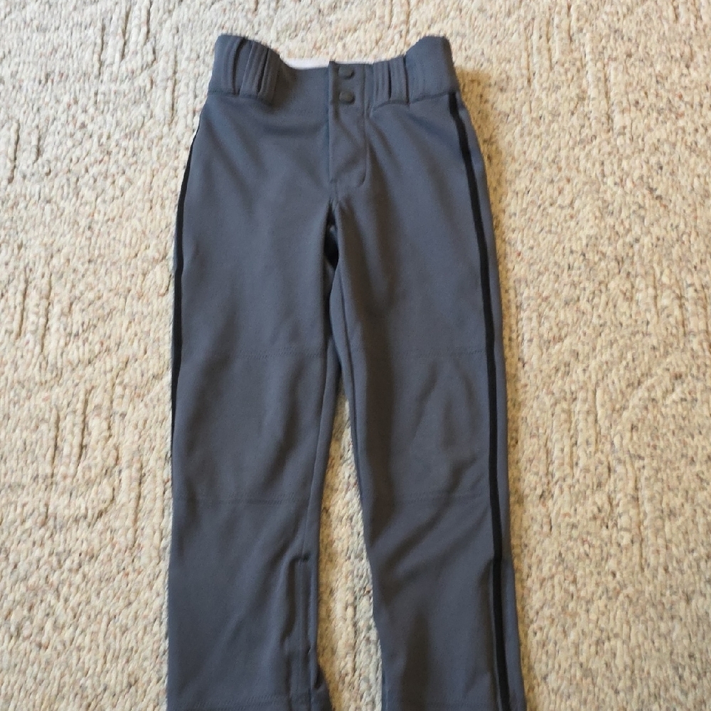 Kids Gray Baseball Pants with Black Side Stripe